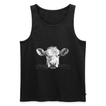 Kuh - Männer Premium Bio Tank Top - Schwarz - Vorne - AI Model Male 178 light (178cm)