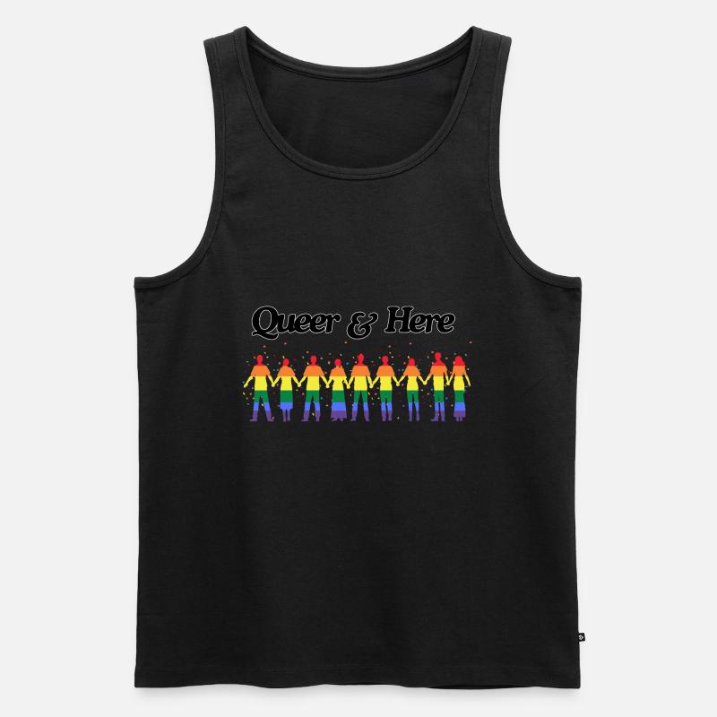 Queer & Here - Männer Premium Bio Tank Top - Schwarz