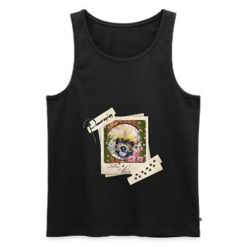 Pomeranian Shirt et Accessoires - Teddy Pom - Débardeur bio Premium Homme - noir - Devant - AI Model Male 178 light (178cm)