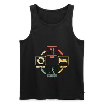 Cross Country Running Eat Sleep En disant drôle - Débardeur bio Premium Homme - noir - Devant - AI Model Male 178 light (178cm)