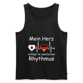 Japan Deutschland Flagge Herz Fahne Herzschlag - Männer Premium Bio Tank Top - Schwarz - Vorne - Michal (187cm)
