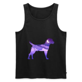 Heather Terrier Moon Mountains Silhouette Purple Vector - Men's Premium Organic Tank Top - black - Front - AI Model Male 178 light (178cm)
