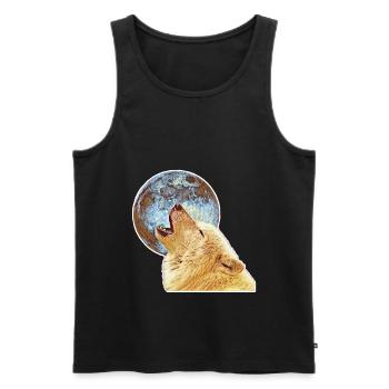 wolf - Men's Premium Organic Tank Top - black - Front - AI Model Male 178 light (178cm)