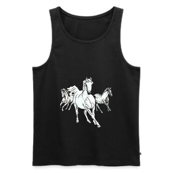 Pferde - Männer Premium Bio Tank Top - Schwarz - Vorne - Michal (187cm)