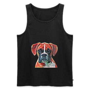Boxer - Männer Premium Bio Tank Top - Schwarz - Vorne - AI Model Male 178 light (178cm)