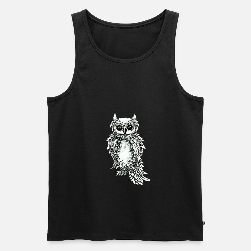 Eule - Männer Premium Bio Tank Top - Schwarz