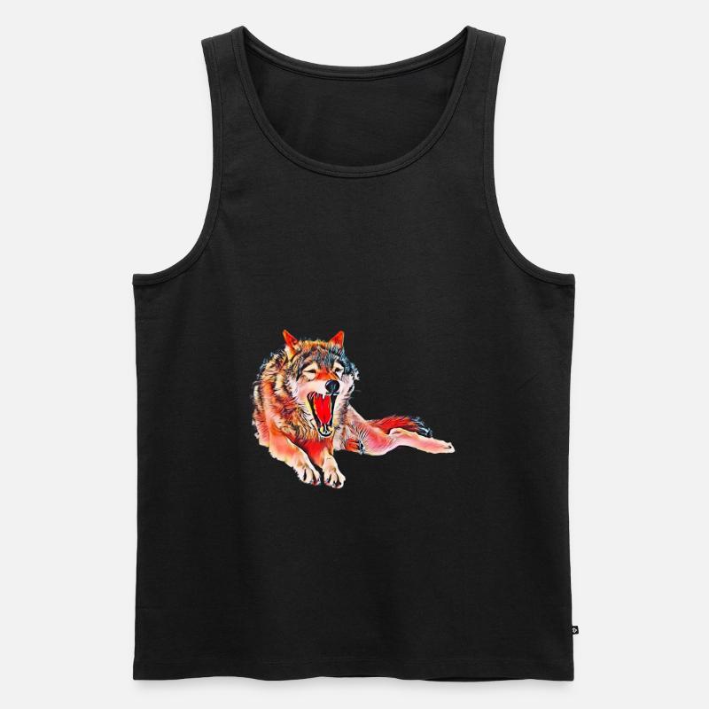 Wolf - Männer Premium Bio Tank Top - Schwarz