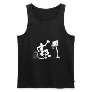 Cadeau de basketball en fauteuil roulant - Débardeur bio Premium Homme - noir - Devant - AI Model Male 178 light (178cm)