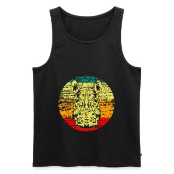 Tête de rhinocéros vintage - Débardeur bio Premium Homme - noir - Devant - Michal (187cm)