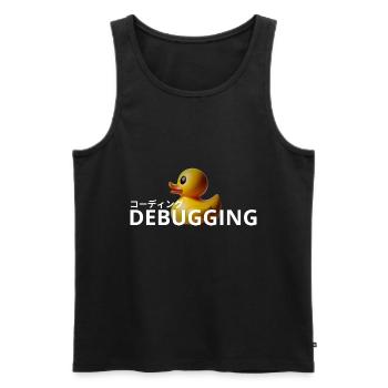 LUZILLION CODER COUTURE, RUBBER DUCK DEBUGGING - Men's Premium Organic Tank Top - black - Front - AI Model Male 178 light (178cm)