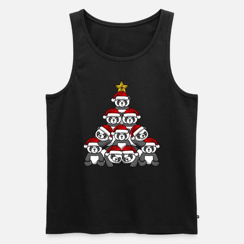 Arbre de Noël Panda - Débardeur bio Premium Homme - noir
