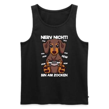Nerf pas je suis au jeu Gaming Dachshund chien - Débardeur bio Premium Homme - noir - Devant - Michal (187cm)