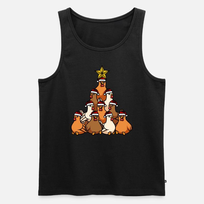 Hühner Weihnachtsbaum - Männer Premium Bio Tank Top - Schwarz