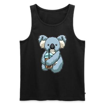 Koala drinks bubble tea - Men's Premium Organic Tank Top - black - Front - AI Model Male 178 light (178cm)