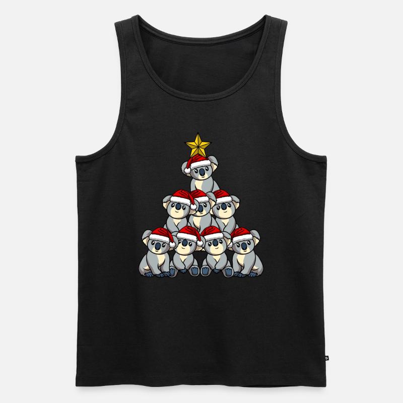 Koala Weihnachtsbaum - Männer Premium Bio Tank Top - Schwarz