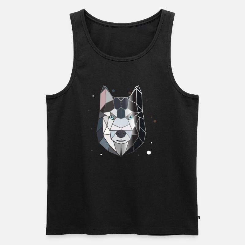 Husky Polygon - Männer Premium Bio Tank Top - Schwarz