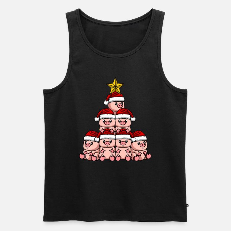Schwein Weihnachtsbaum - Männer Premium Bio Tank Top - Schwarz