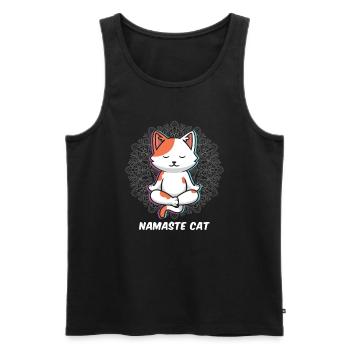 Namaste Cat Yoga Katze - Männer Premium Bio Tank Top - Schwarz - Vorne - AI Model Male 178 light (178cm)