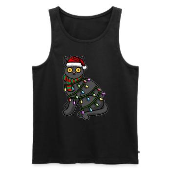 Black cat with Christmas cap - Men's Premium Organic Tank Top - black - Front - Michal (187cm)