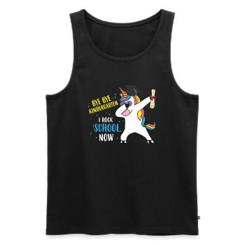 Bye Bye Kindergarten I Rock School Now Unicorn - Men's Premium Organic Tank Top - black - Front - Michal (187cm)