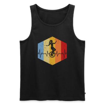 Heartbeat Unicyclist - Men's Premium Organic Tank Top - black - Front - Michal (187cm)
