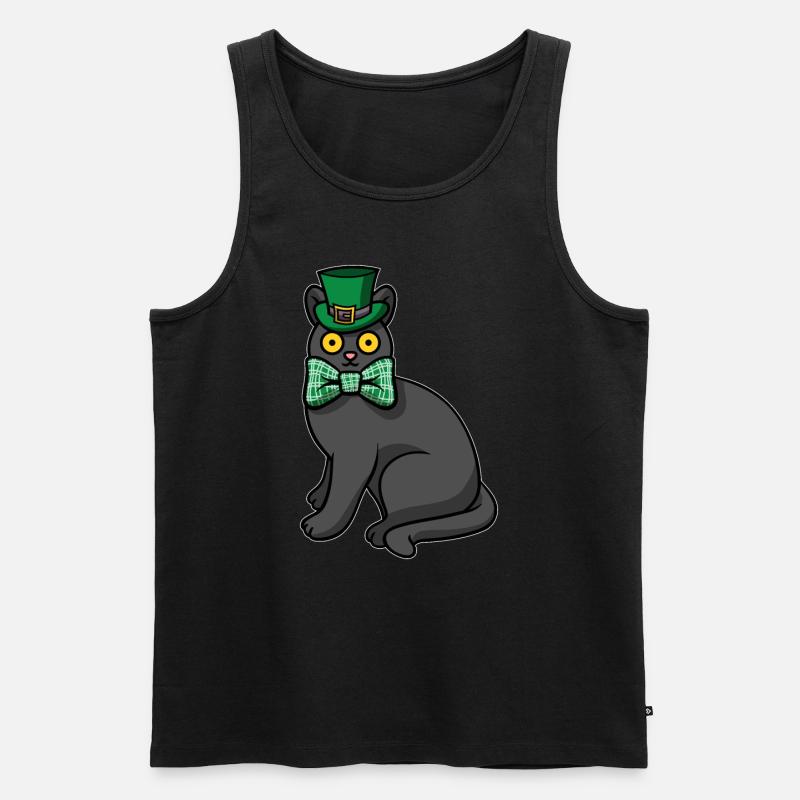 Chat noir Saint-Patrick - Débardeur bio Premium Homme - noir