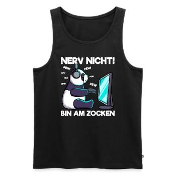 Nerv nicht bin am Zocken Gaming Panda - Männer Premium Bio Tank Top - Schwarz - Vorne - AI Model Male 178 light (178cm)