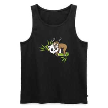 Faultier sitzt auf Panda - Männer Premium Bio Tank Top - Schwarz - Vorne - Michal (187cm)
