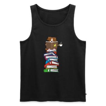 Hund liest Bücher mit Kaffee - Männer Premium Bio Tank Top - Schwarz - Vorne - AI Model Male 178 light (178cm)