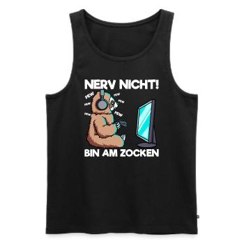 Nerv nicht bin am Zocken Gaming Faultier - Männer Premium Bio Tank Top - Schwarz - Vorne - AI Model Male 178 light (178cm)