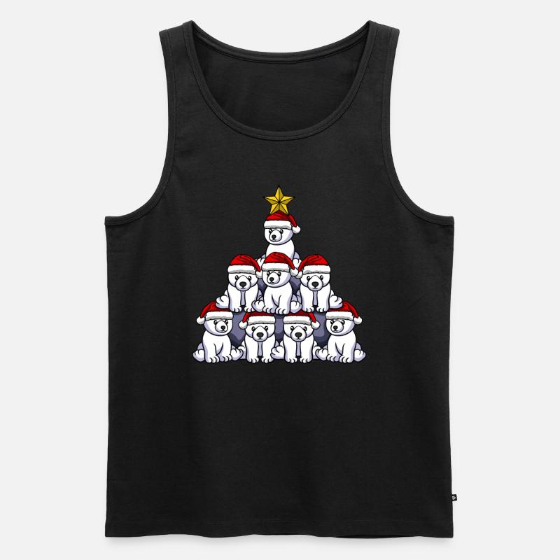 Eisbär Weihnachtsbaum - Männer Premium Bio Tank Top - Schwarz
