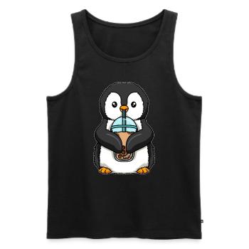 Kawaii Bubble Tea Pinguin - Männer Premium Bio Tank Top - Schwarz - Vorne - Michal (187cm)