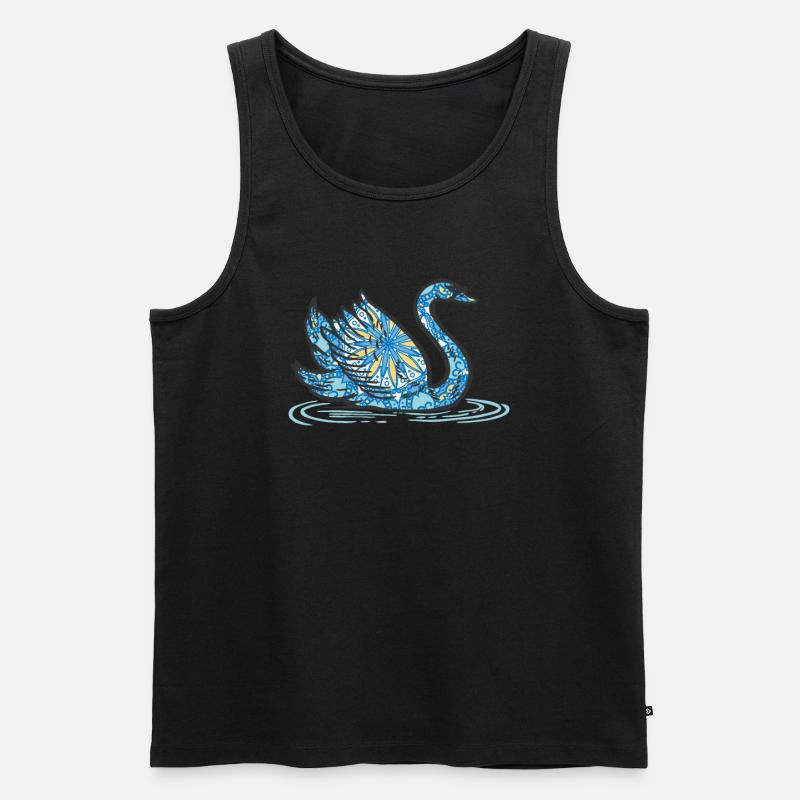 Mandala Schwan Geometrie Muster - Männer Premium Bio Tank Top - Schwarz