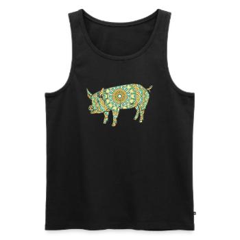 Mandala Pig Geometry Pattern - Débardeur bio Premium Homme - noir - Devant - AI Model Male 178 light (178cm)