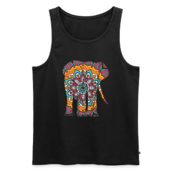 Mandala Elephant Geometre Pattern - Débardeur bio Premium Homme - noir - Devant - AI Model Male 178 light (178cm)