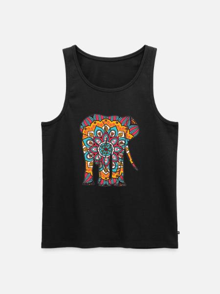 Mandala Elephant Geometre Pattern - Débardeur bio Premium Homme - noir