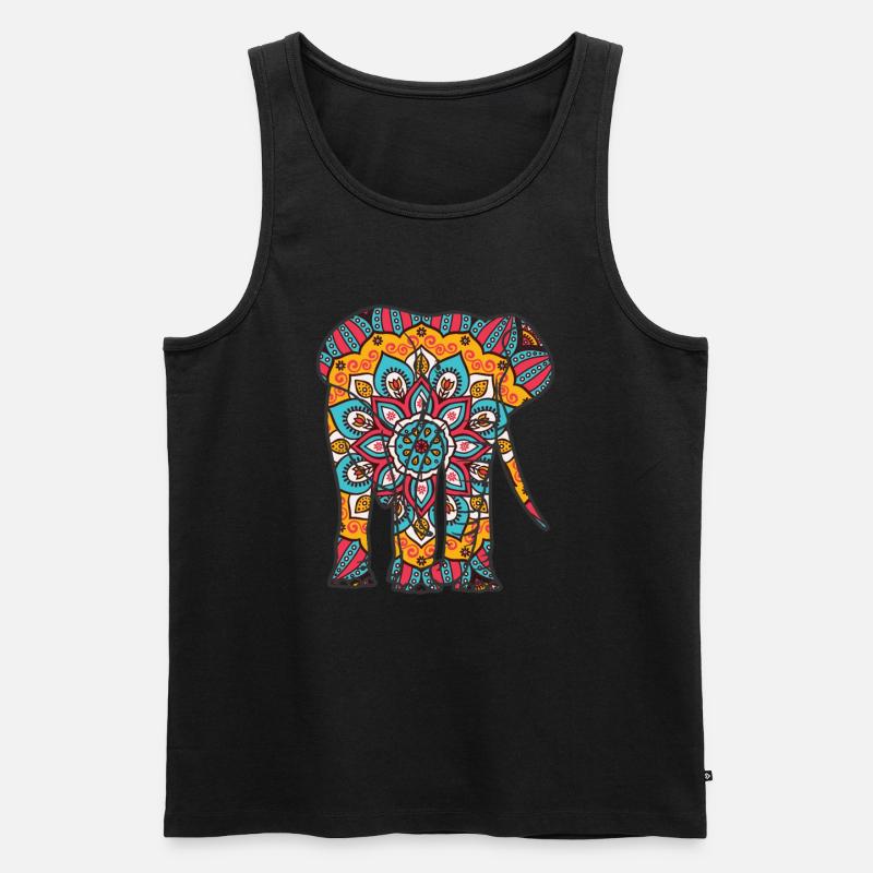 Mandala Elefant Geometre Muster - Männer Premium Bio Tank Top - Schwarz