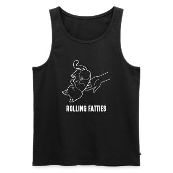 Rolling Fatties Chonk Cat Meme Funny Fat Cat - Men's Premium Organic Tank Top - black - Front - AI Model Male 178 light (178cm)