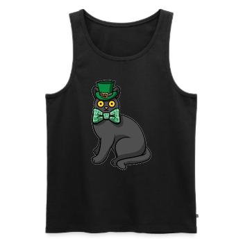 Lucky Cat Mom Shamrock Cat St. Patrick's Day - Men's Premium Organic Tank Top - black - Front - Michal (187cm)