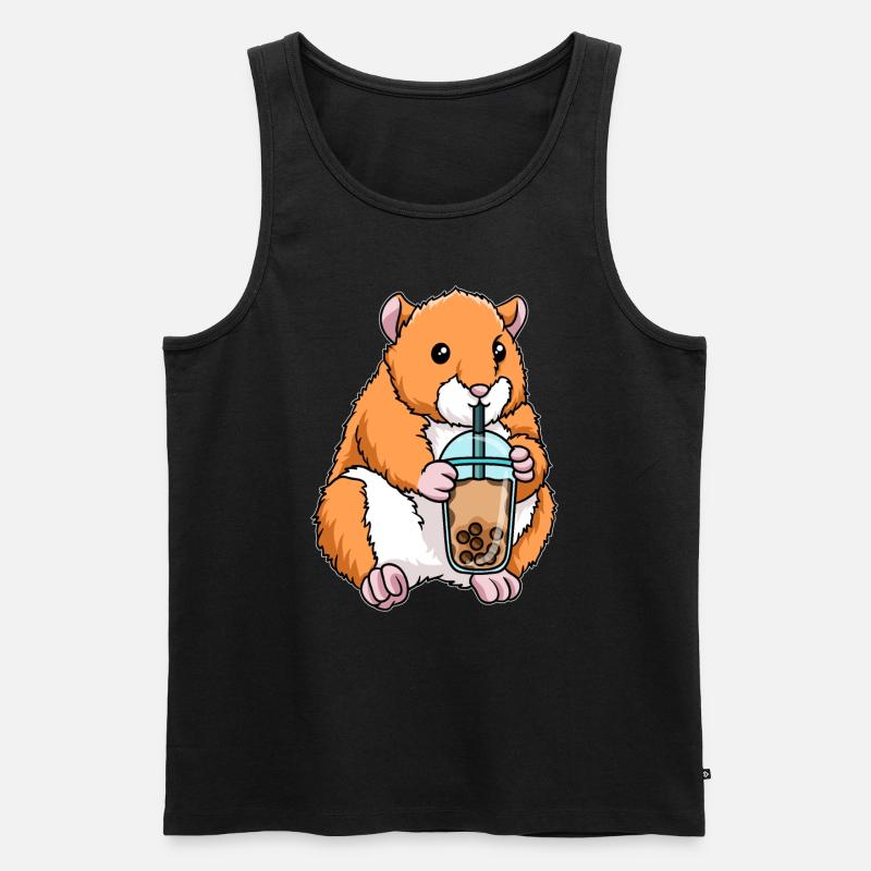 Kawaii Bubble Tea Hamster - Männer Premium Bio Tank Top - Schwarz