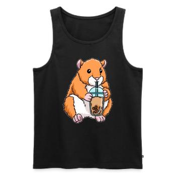 Kawaii Bubble Tea Hamster - Men's Premium Organic Tank Top - black - Front - Michal (187cm)