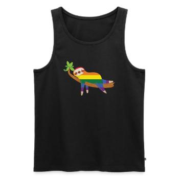 Faultier Pride - Männer Premium Bio Tank Top - Schwarz - Vorne - Michal (187cm)