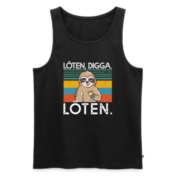 Löten Digga Löten Weintrinker Wein Faultier - Männer Premium Bio Tank Top - Schwarz - Vorne - Michal (187cm)