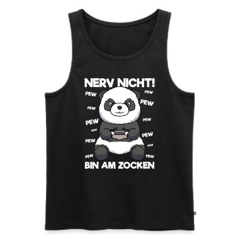 Nerv nicht bin am Zocken Gaming Panda - Männer Premium Bio Tank Top - Schwarz - Vorne - AI Model Male 178 light (178cm)