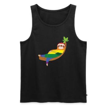 Sloth Rainbow Gay LGBTQ - Débardeur bio Premium Homme - noir - Devant - Michal (187cm)