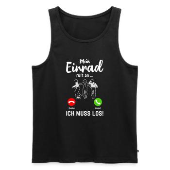 Einrad Ruft an Einradfahrer Smartphone - Männer Premium Bio Tank Top - Schwarz - Vorne - Michal (187cm)