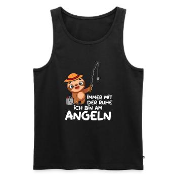 Immer mit der Ruhe ich bin am Angeln Faultier - Männer Premium Bio Tank Top - Schwarz - Vorne - AI Model Male 178 light (178cm)