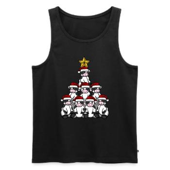 Kuh Rind Weihnachtsbaum - Männer Premium Bio Tank Top - Schwarz - Vorne - Michal (187cm)