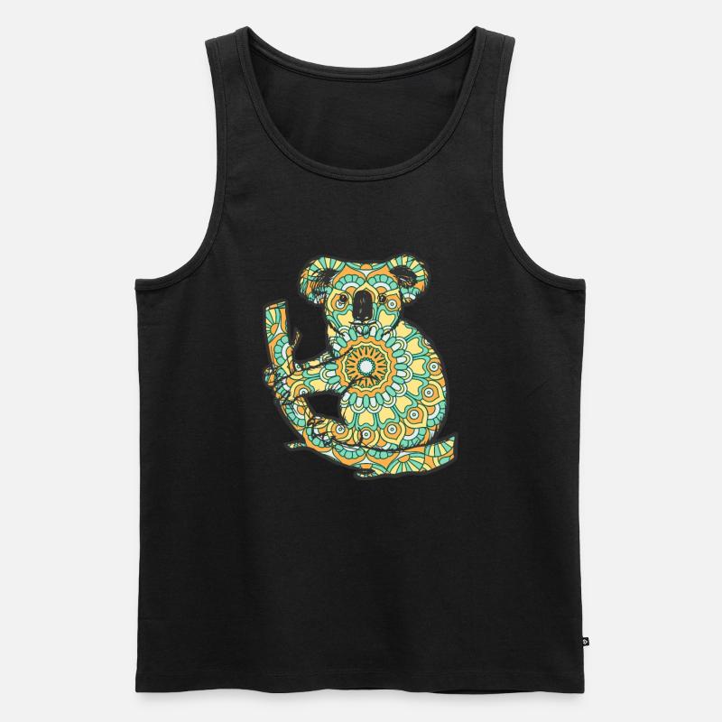 Mandala Koala Geometrie Muster - Männer Premium Bio Tank Top - Schwarz