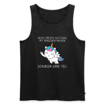 Ich möchte etwas mit Menschen machen Schubsen - Männer Premium Bio Tank Top - Schwarz - Vorne - AI Model Male 178 light (178cm)
